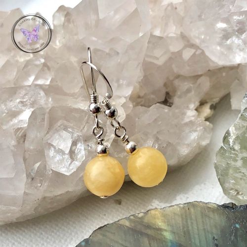 Yellow Calcite Silver Earrings